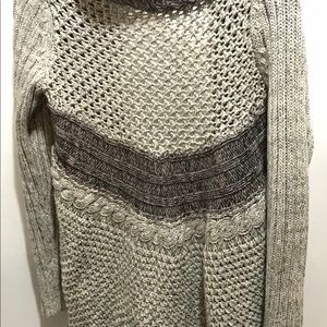 CAbi open front Taupe/Grey Chunky Sweater A0006